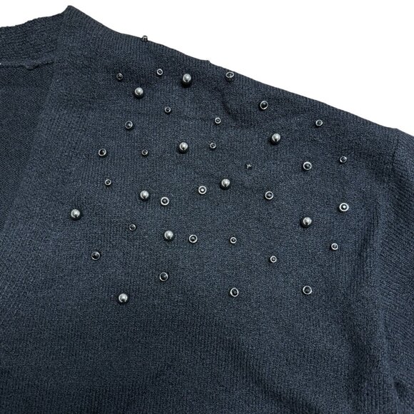 AVA & VIV EMBELLISHED CARDIGAN BLACK SIZE 3X KNIT ARTSY BEADED WINTER HOLIDAY - Picture 4 of 9